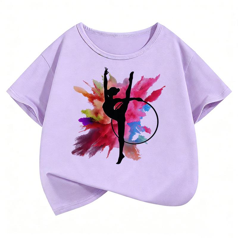 Mode Retro Tanzen Buntes Design T-Shirts Y2k Kurzarm Kinder Kinder T-Shirt Mädchen Sommer Frühling Lässiges Oberteil Tee