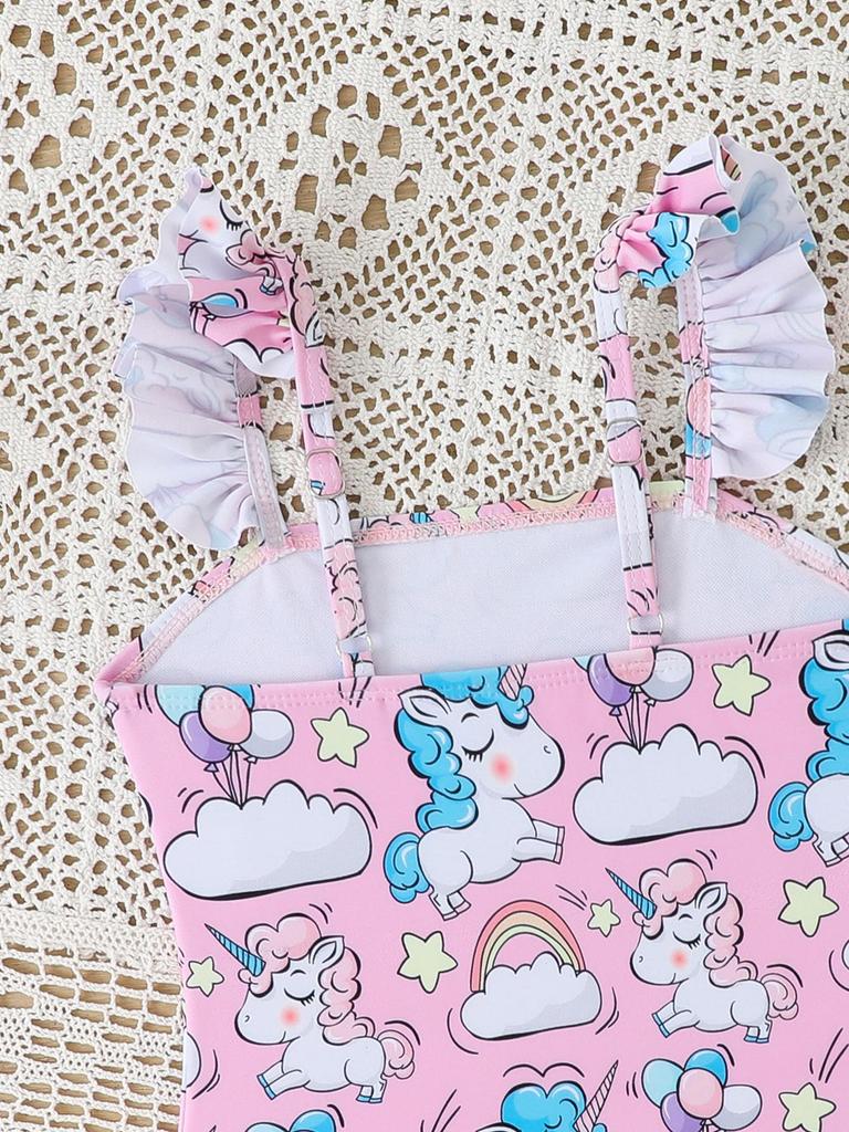 2026 European Girls' Printed One-Piece Swimsuit for Toddlers