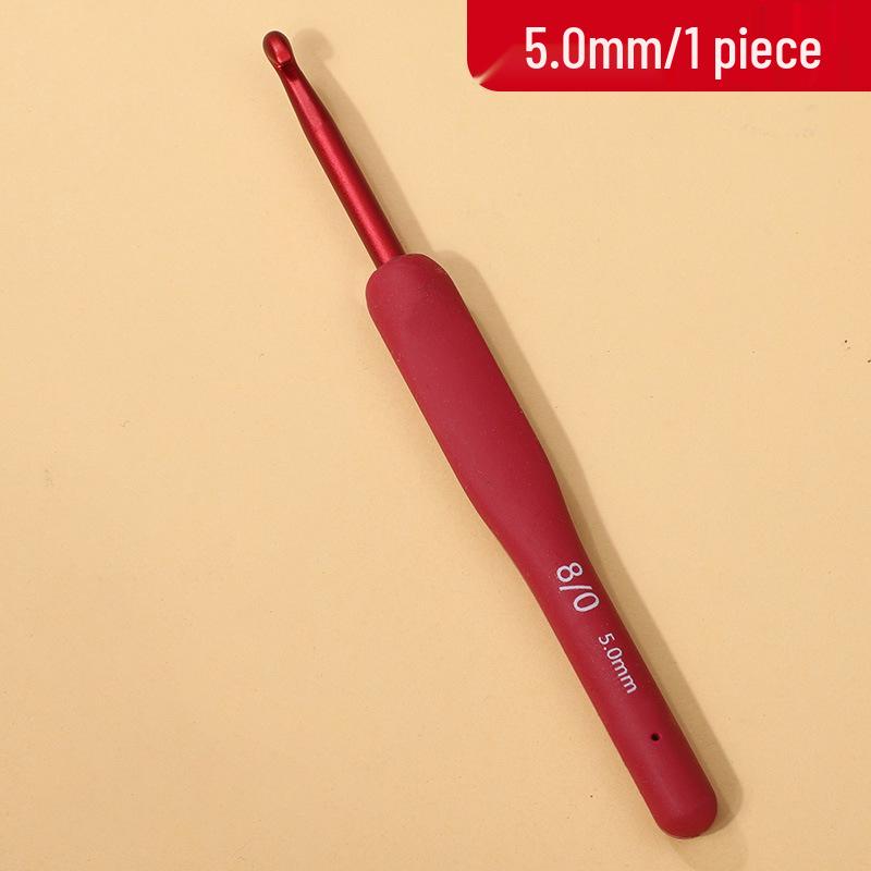 Red Soft Grip Crochet Hooks Set: Handmade Silicone Non-Slip Knitting Needles with Bag