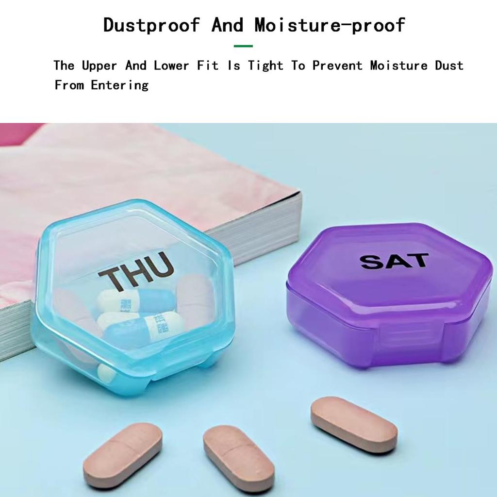 7 Day Pill Organizer Case Portable Plastic Medication Planner for Vitamins Fish Oils Supplements Capsule Container