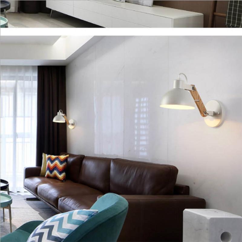 LED Wall Lamp Hotel Night Decor Night Lamp For Bedroom Retro Iron Wall Hidden Wooden Wall Kinkiet
