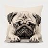 1pc Double Sides Printing Cute Pug Throw Pillow Covers-17.7x17.7in Decorative Pillowcase for Home Bedroom Living Room,Humorous Gift for Dog Lovers Pug