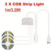 USB COB LED Cabinet Light, Touch Dimmable Strip, 5V IP65 1m for Kitchen, Wardrobe, Showcase