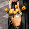 10 Piezas Bolsas de Embalaje para Decoración de Ramo de Flores de Papel Kraft con Asas, Bolsas Sencillas de Papel Kraft Marrón para Ramo de Flores de Boda