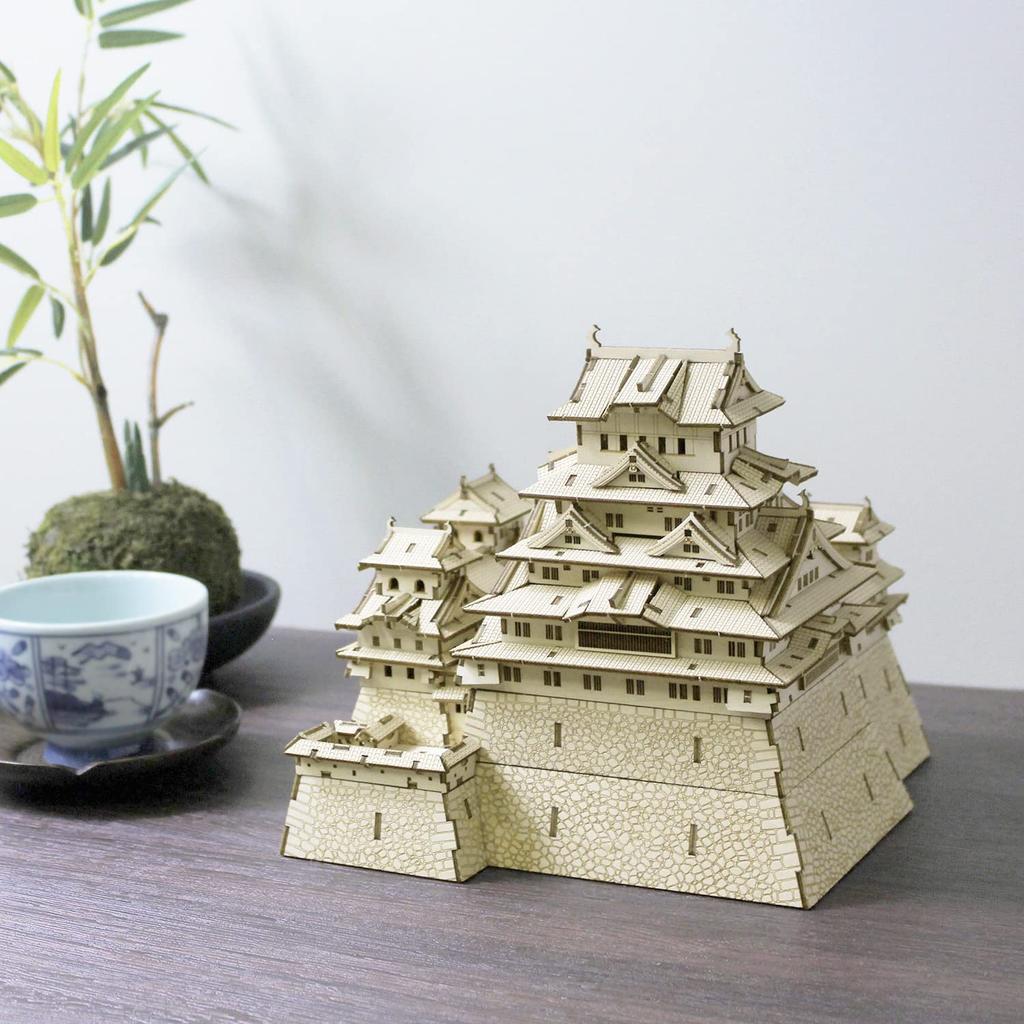 Himeji Castle 3D Wooden Puzzle DIY Craft Kit for Kids and Adults Educational Toy for Boys and Girls 3D Also a Great Gift for Adults Ki-gu-mi - - -