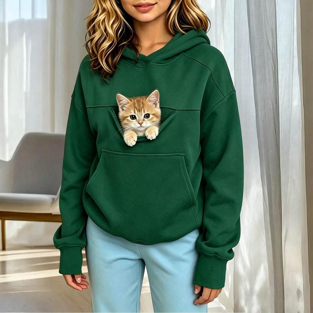 Felpa con Cappuccio per Bambina con Tasca per Animali, Carina Felpa Pullover per Bambini, Top Casual per Scuola e Gioco