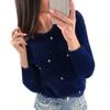 Sweater Jumper Long Sleeve Resistant Autumn Thickened Cold Winter Plush Faux Pearls Decor Sweater Jumper Streetwear