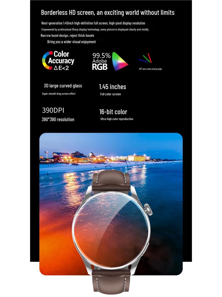 Smartwatch Pro 1.45\" Round Screen: Sport, Bluetooth Calling, NFC, Heart Rate, Alipay Enabled