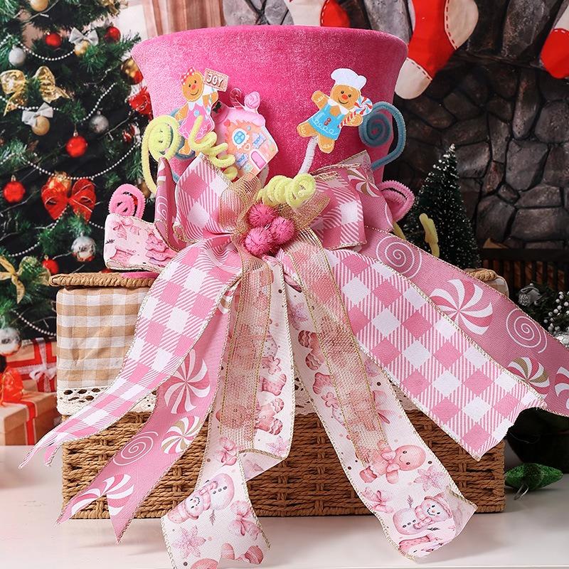 Christmas Tree Topper Hat With Spring Bowknot Star Decor