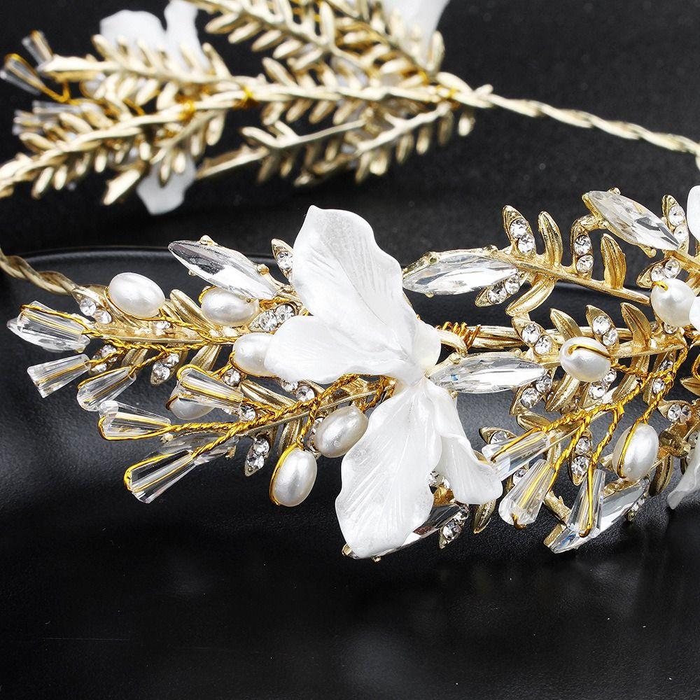 Tassels Earring Bridal Headwear Earring Pearl Crown Elegant Flower Hairband  Women Lady