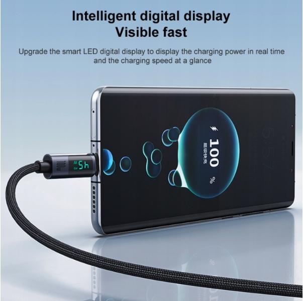 Yesido Ca158 Usb-C Type-C Cable With Digital Display 1.2M Black