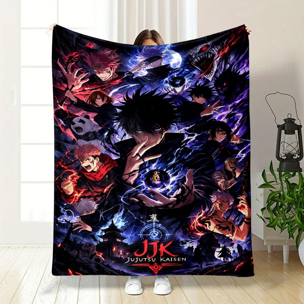 Dynamic characters with glowing energy effects in a dark, intense setting. for all seasons blanket lunch break throw gift