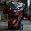 Men's Dragon 3D T Shirt Short Sleeve T Shirt 3D Print Crew Neck Shirt Exaggerated Designer Horror Party Street Casual Black 1 White Red