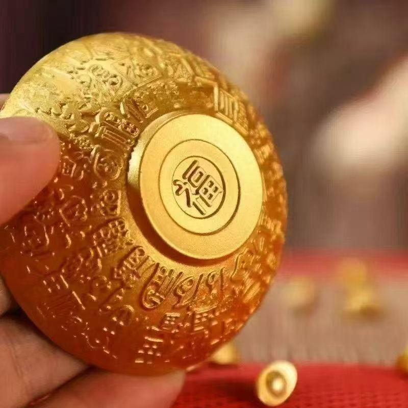 

Exquisitely Carved Gold Bowl Ornament - Hundred Blessings Handicraft Gift
