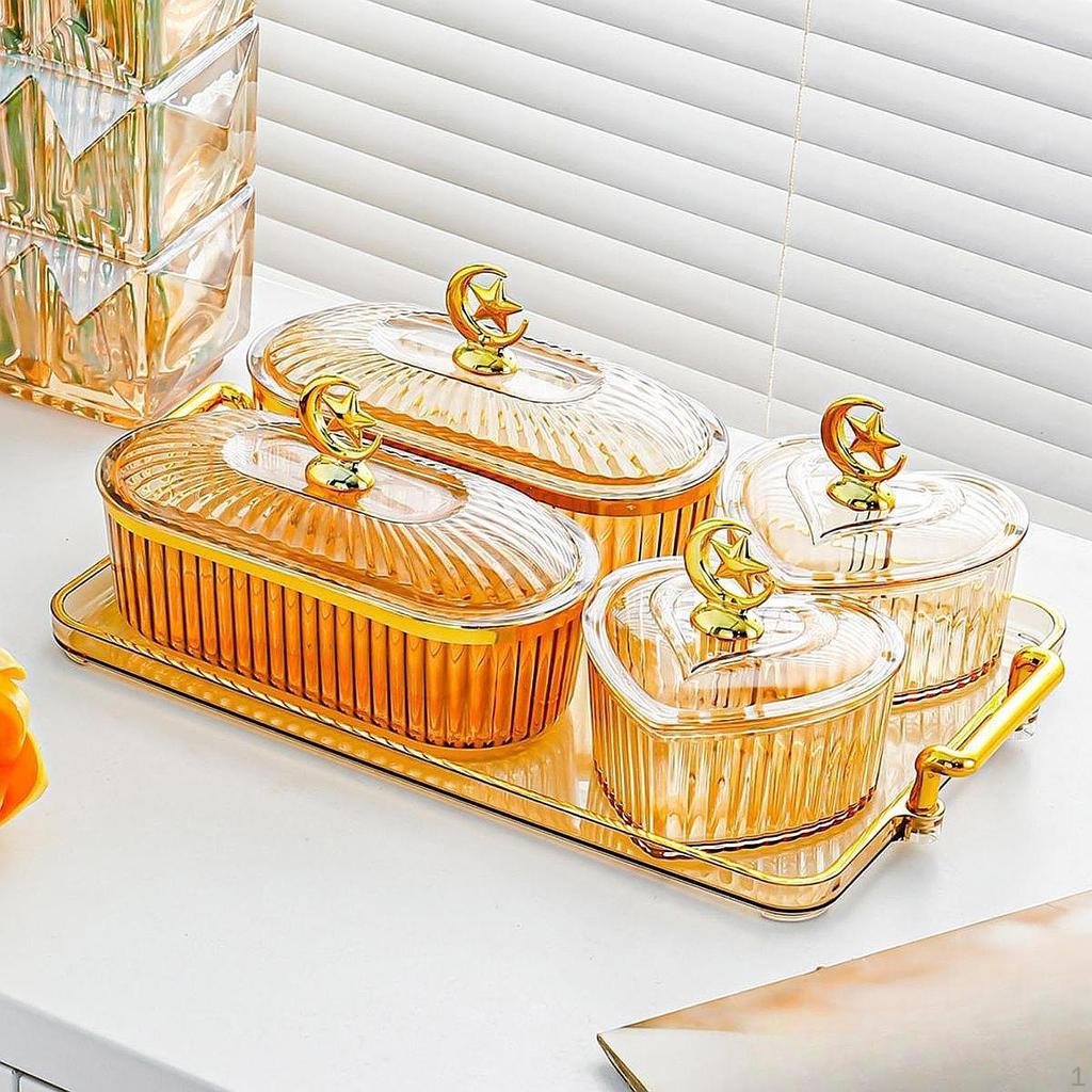 Dried Fruit Plate Candy Dish with Lid Stand,Divided Serving Dish,Appetizer Plate,for Wedding