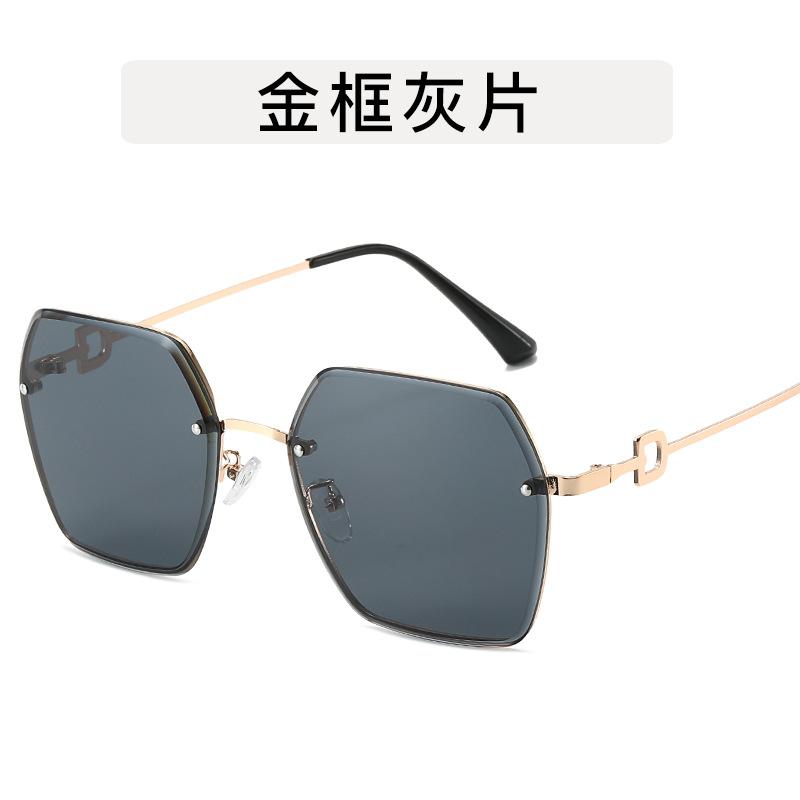 Fashion Trendy Sunglasses Women Rimless Cut Edge Polygon Shape Sun glasses for Women UV400 Protection Outdoor Sunglasses