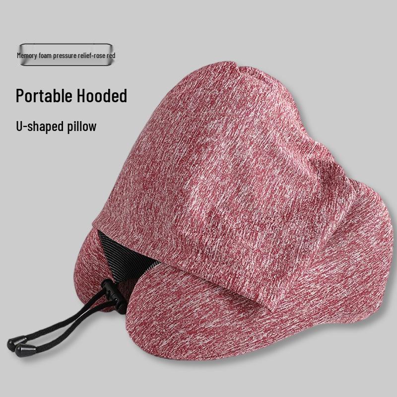 Reise U-förmiges Nackenkissen mit Kapuze aus Memory-Schaum zum Schlafen