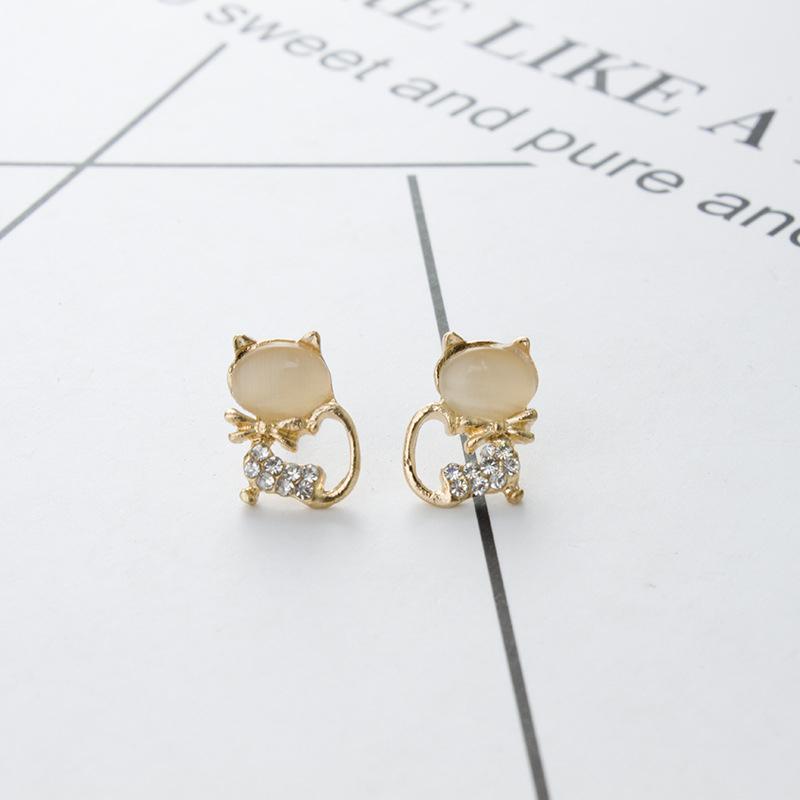 Hot Fashion Earrings/jewelry/Lovely Rhinestone Cat Cute Stud Gifts For Women Girls 2024
