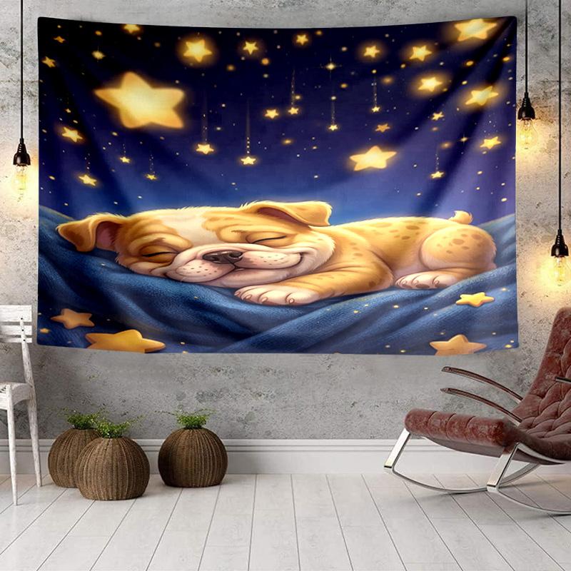 Cartoon Bulldog Stars  Tapestry Room Decoration Wall Hanging for Living Room Bedroom, dormitory, Birthday and Christmas gifts