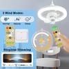 360° Moving Head Screw Fan Light Kitchen Smart Remote Control Exhaust Fan E27 Electric Ceiling Fan With Light