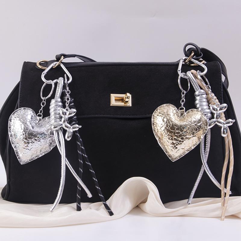 Yogodlns Faux Leather Heart Shape Mini Backpack Hanging Handbag Pendant Bag Pendant Bags Accessories
