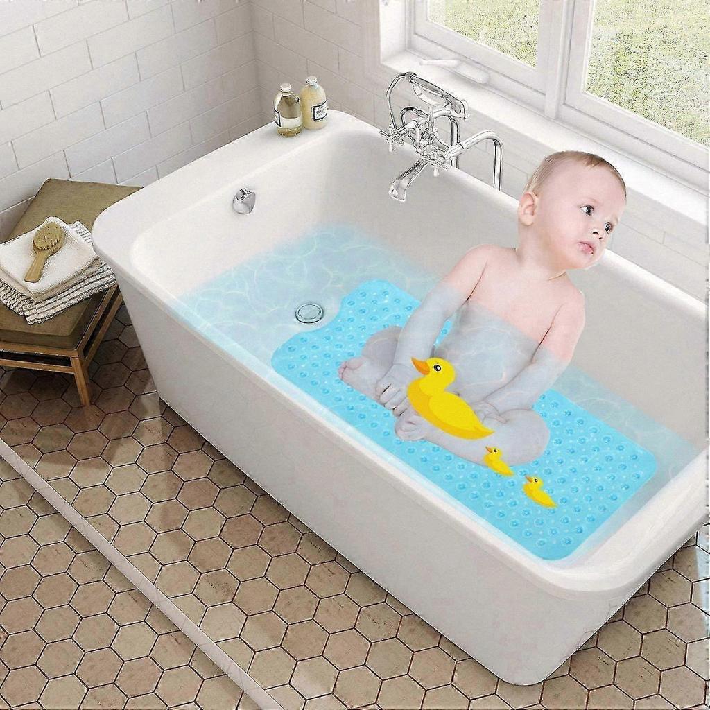 Extra Long Non-Slip Bath Mat with 200 Suction Cups, 40.5 X 101cm, Transparent Clear Shower Mat for Bathtub Safety