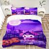 3pcs Halloween Night Kuromi's Spooky Castle Printed Duvet Cover Set (1 * Cover+2 * Pillowcase, Without Core), Suitable for Home Bedroom, Guest Ro