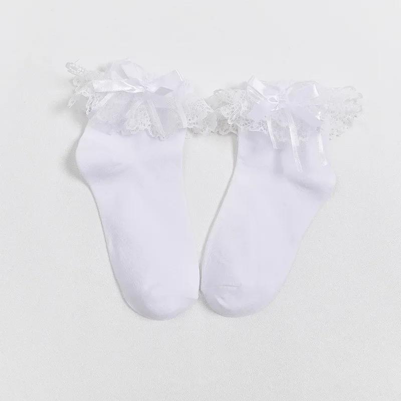 Lolita Damen Harajuku Retro Spitze Kurze Knöchelsocken JK Rüschen Baumwolle Prinzessin Mädchen Weich Hochzeit Tanz Weiß Schwarz Pink