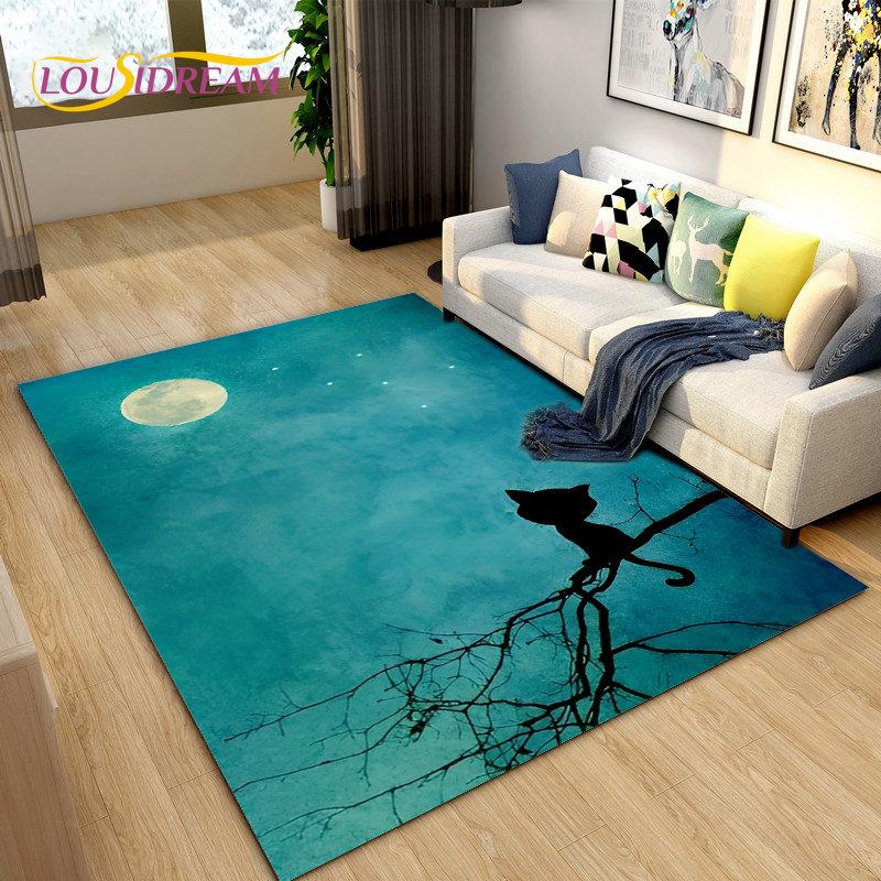 3D Cartoon Cute Cat Area Rug,Carpet Rug for Home Living Room Children's Bedroom Sofa Doormat Decor,Kitchen Non-slip Floor Mat