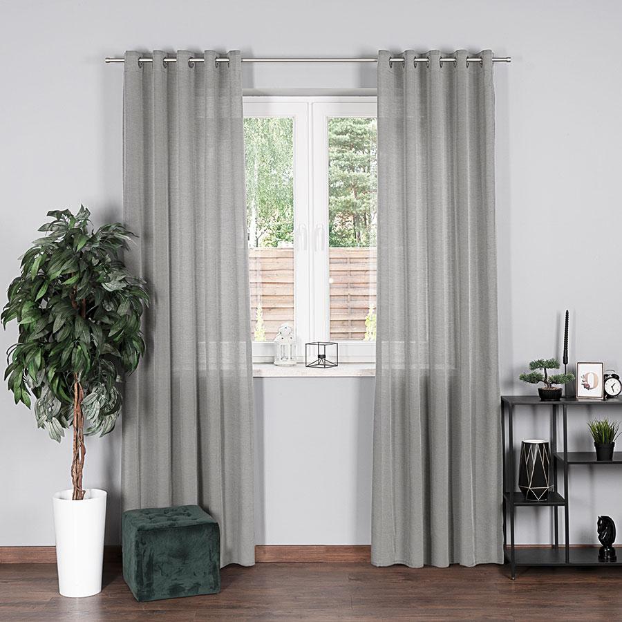 Basic Zasłona Gotowa Na Przelotkach Szara Gładka 145X230 Cm