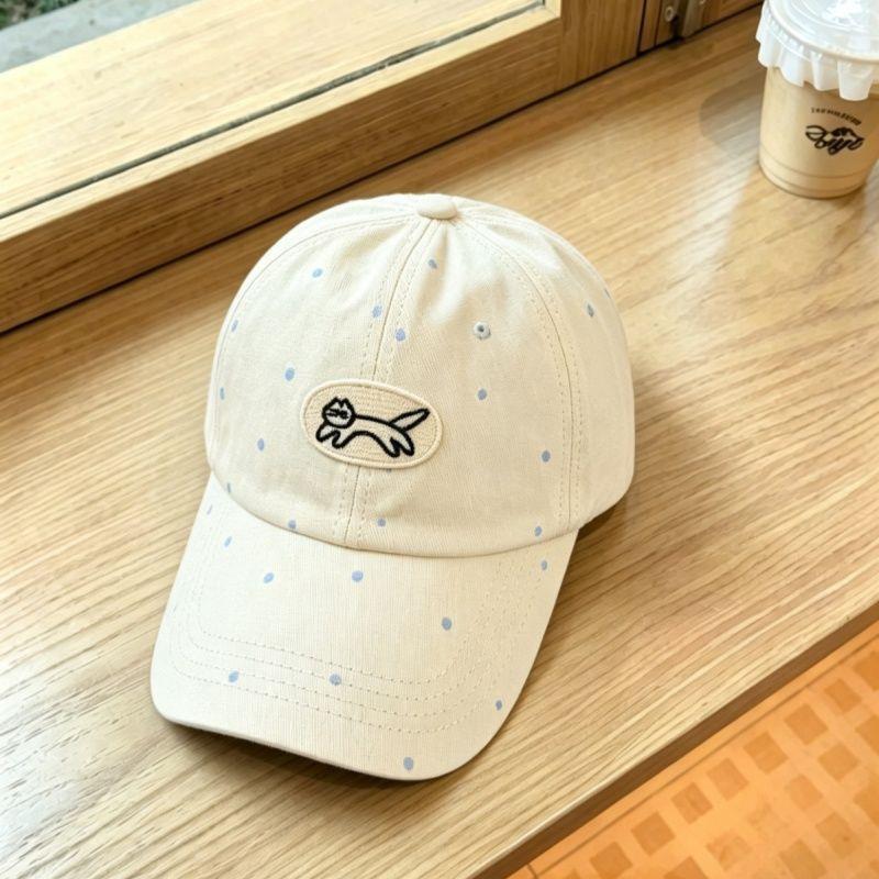 Korean Ins Cute Polka Dot Kitten Baseball Cap Children Spring And Summer Versatile Wide Brim Sunshade Sports Hat