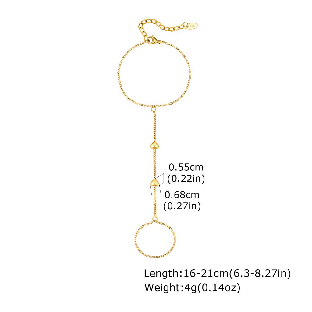 Stainless Steel Hand Chain Ring Bracelet for Women, Adjustable Gold Plated Doule-layer Bracelets, Christmas Party Zircon
