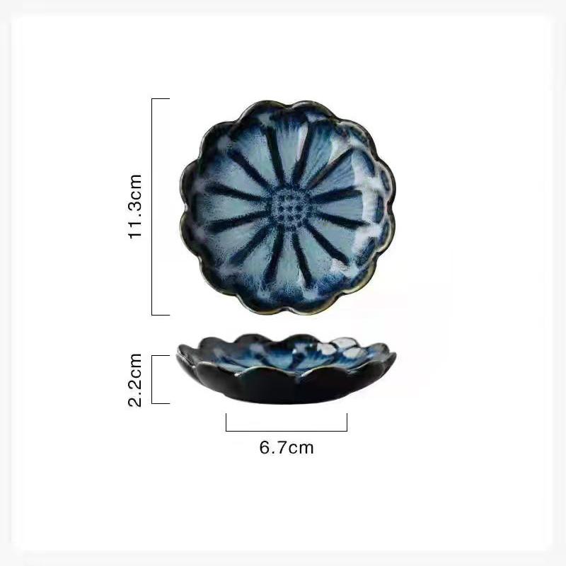 Keramický talíř Retro Kiln Glaze Japonská omáčka Víceúčelový úložný tác Mini namáčení Sashimi Sushi Sójové misky Domácí svačinový talíř