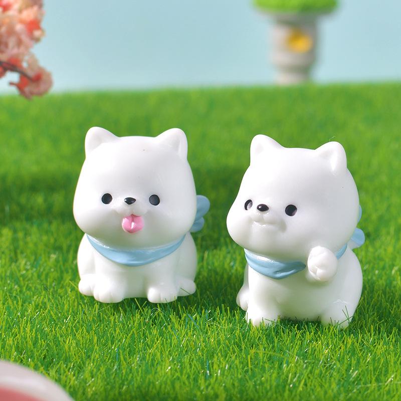 Cute Samoyed Dog Figurines Decorative Accessories Resin Cute Particle Figurines