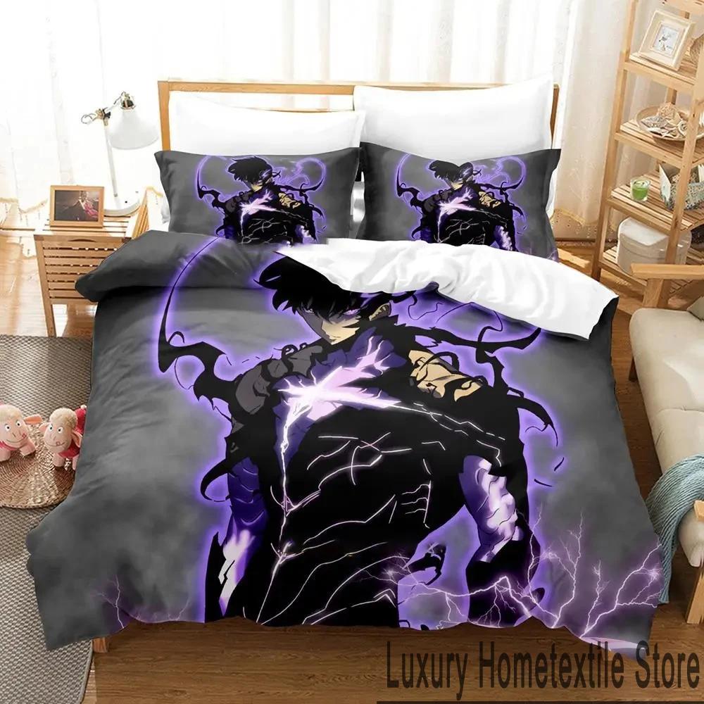 3D Print Anime Solo Leveling Bedding Set Duvet Cover Bed Set Quilt Cover Pillowcase Comforter King Queen Size Boys Adult Bedding