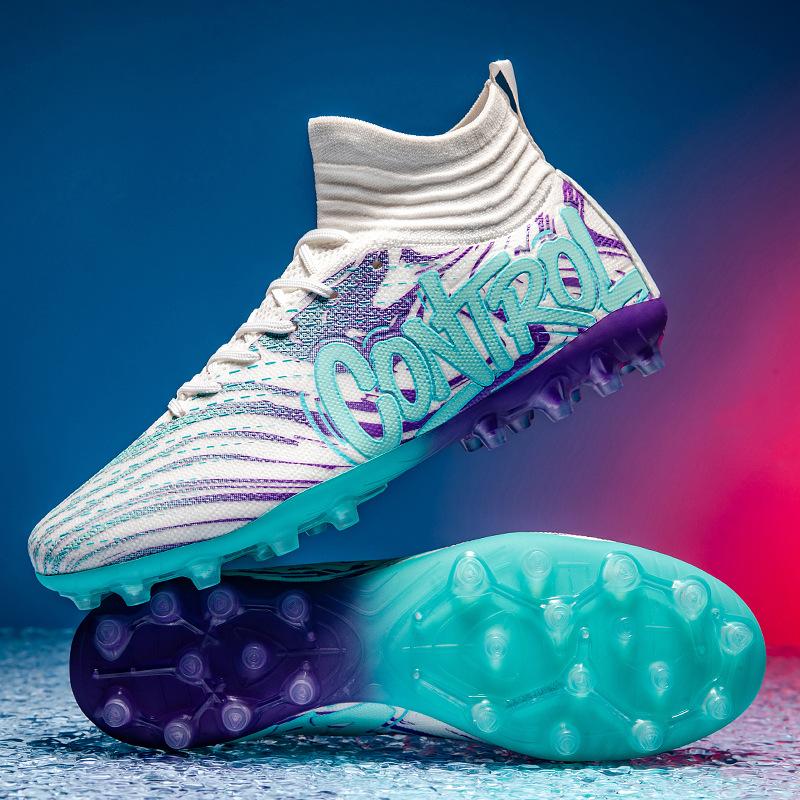 

High-top football shoes, artificial turf AG spikes, leather feet, boys and girls, student training sneakers 34