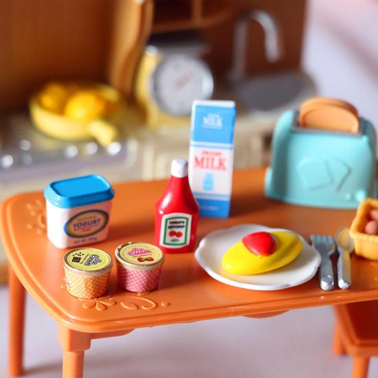 5Pcs/Set Miniature Food Cute Realistic Resin Tiny  Milk Yogurt Ketchup Cans Food Plastic Model Toy for Kids