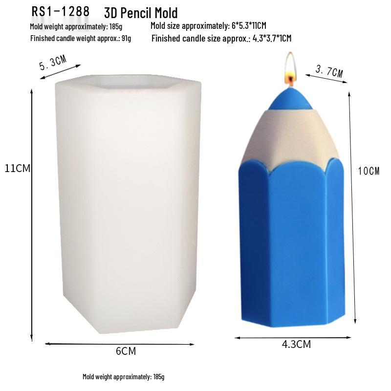 3D Pencil-Shaped Candle & Chocolate Mold for DIY Projects