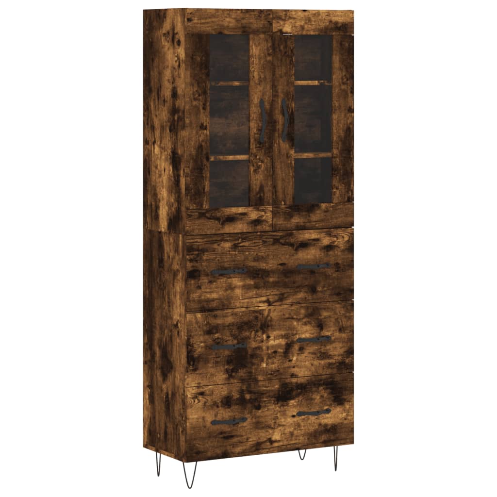Highboard in Smoked Oak Finish 69.5 x 34 x 180 cm Particleboard