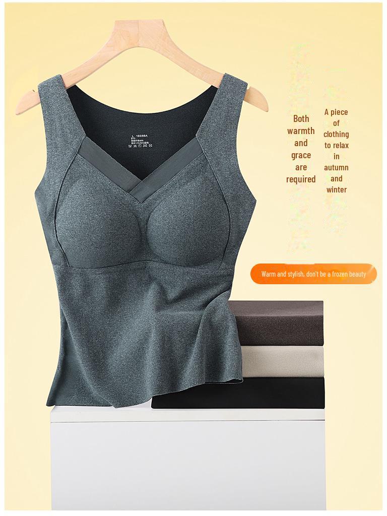 Damska kamizelka termiczna z aksamitu grafenowego z wszytymi miseczkami