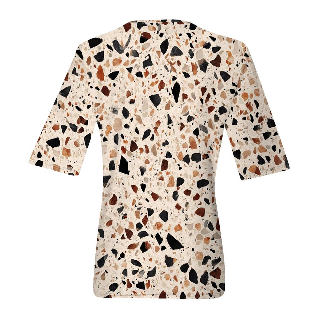 Women's Fashionable Casual Short-sleeved Five-quarter Sleeve Floral Print V-neck Top