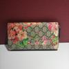 [Brugt] GG Blooms Logo Print Lang Lynlås Lærred og Læder Clutch Pung - Fremragende #1EKYDQP