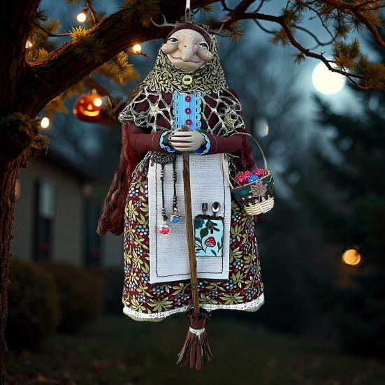 Automobile Pendant Handmade Kitchen Witch Doll Multipurpose Halloween Witch Figurine Luck Charm Home Decoration