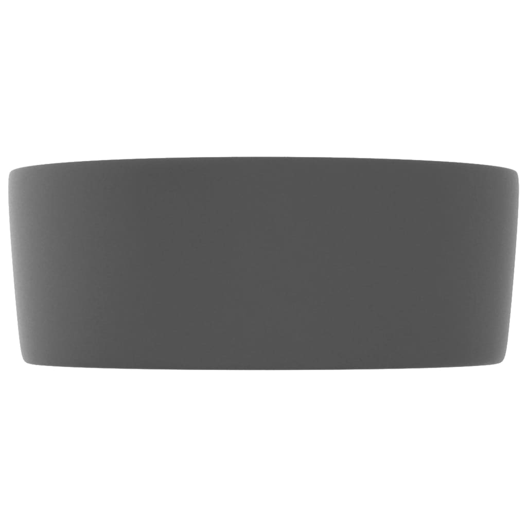 Luxury Round Wash Basin Matte Dark Grey 40 X 15 Cm Ceramic