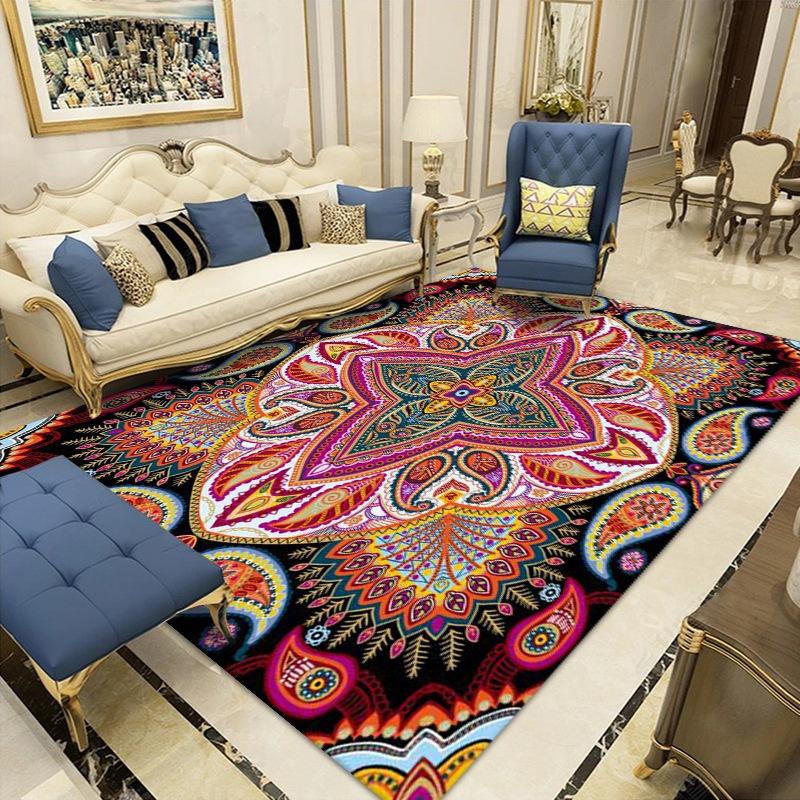 Bohemian Retro Carpet for Living Room Bedroom Mat Non-Slip Area Rug Persian Geometric Carpets Bedside Home Decoration Floor Mat