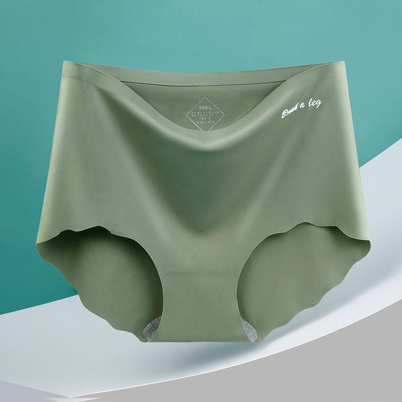 Large Size Women Summer Thin New Print Non Mark Ice Silk Belly Lift Hip High Waist Triangle Briefs