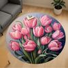 1 Stück Tulpen Blumen Runder Stuhlmatte Teppich - Rutschfest, Fußmatte für Büro, Schlafzimmer und Innenraumdekor -1002223