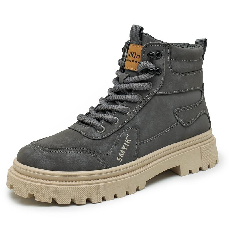 

Мужские ботинки осенне-зимние высокие повседневные ботинки на толстой подошве с противоскользящей подошвой модные молодежные удобные ботинки для отдыха на открытом воздухе британские рабочие ботинки 44