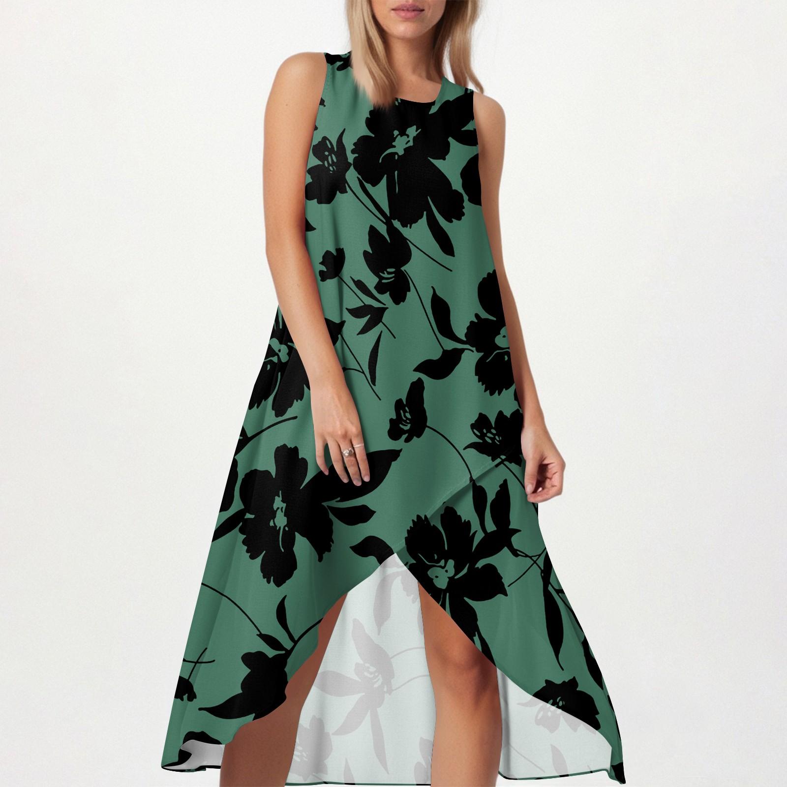 

Женское свободное повседневное модное платье с квадратным круглым вырезом, однотонное, пляжная юбка с разрезом сбоку, без рукавов, юбка из хлопка и льна M