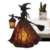 Halloween Witch Lamp Resin Craft Ornaments Halloween Witch Decor Table Centerpiece Home Decoration for Porch Kitchen Lawn